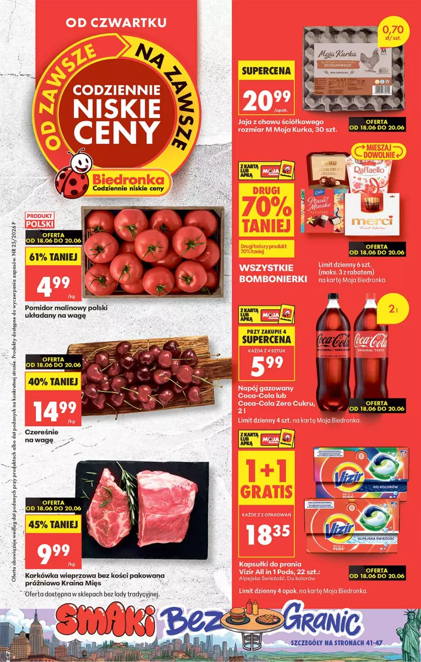Gazetka promocyjna Biedronka - Od Czwartku - ważna 18.06 do 24.06.2026 - strona 1 - produkty: Fa, Karkówka wieprzowa, Kret, Pomidor malinowy