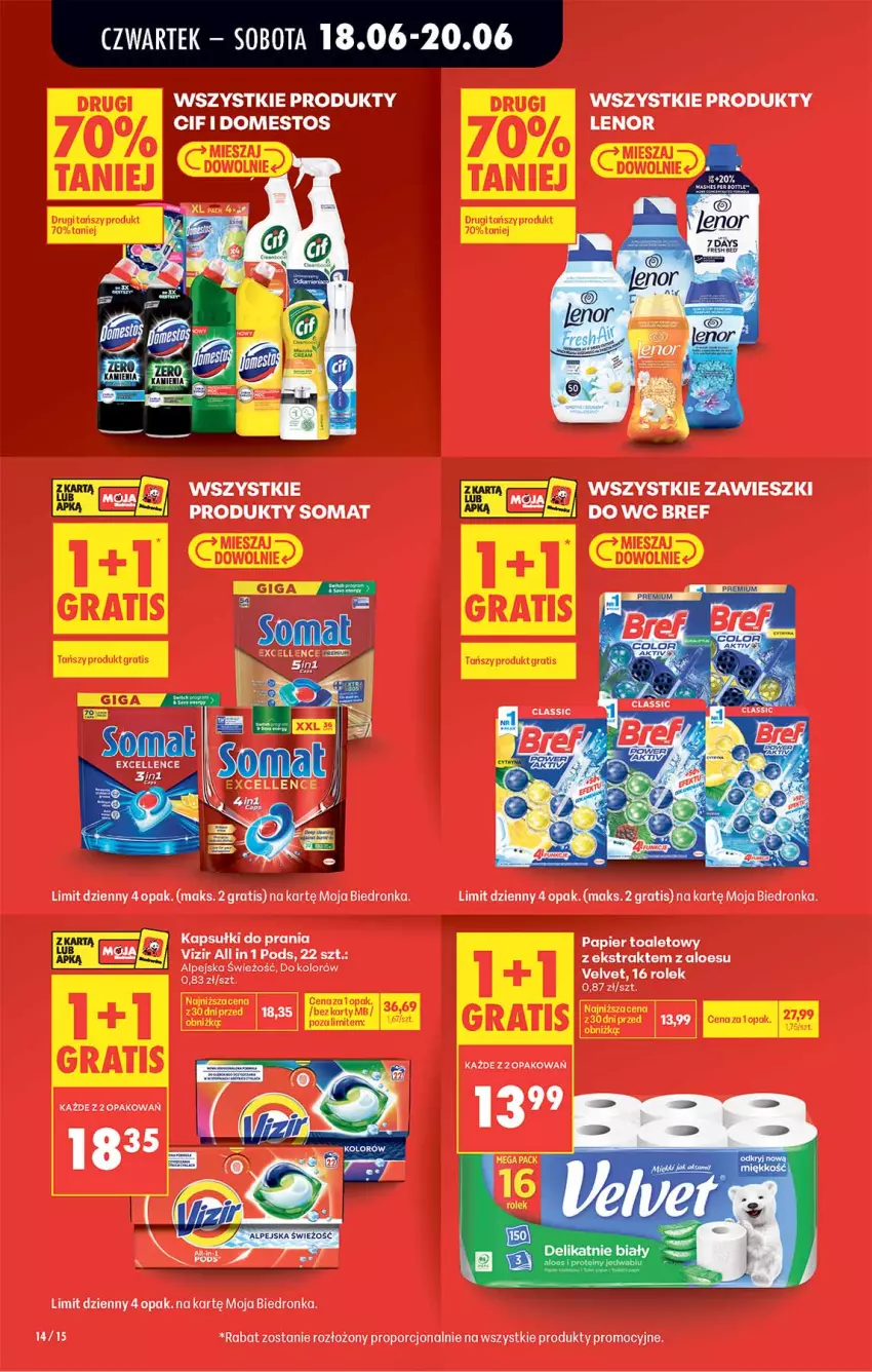 Gazetka promocyjna Biedronka - Od Czwartku - ważna 18.06 do 24.06.2026 - strona 14 - produkty: Bref, Gra, Kapsułki do prania, Papier, Papier toaletowy, Por, Vizir