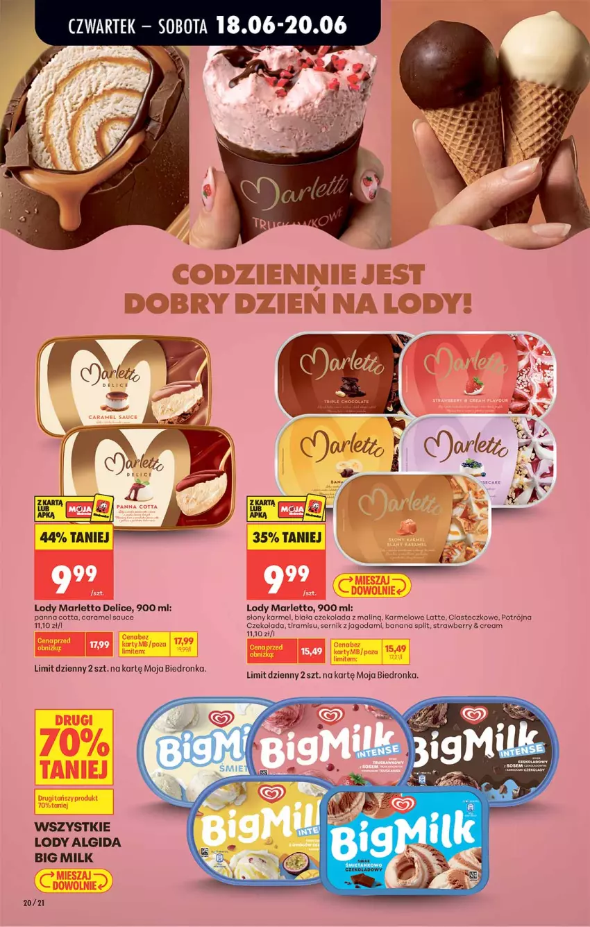 Gazetka promocyjna Biedronka - Od Czwartku - ważna 18.06 do 24.06.2026 - strona 20 - produkty: Algida, Big Milk, Czekolada, LG, Lody, Panna cotta, Ser