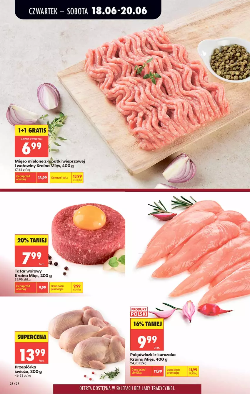 Gazetka promocyjna Biedronka - Od Czwartku - ważna 18.06 do 24.06.2026 - strona 26 - produkty: Gra, Kurczak, Mięso, Mięso mielone, Mięso mielone z łopatki wieprzowej, Polędwiczki z kurczaka, Przepiórka, Tatar wołowy