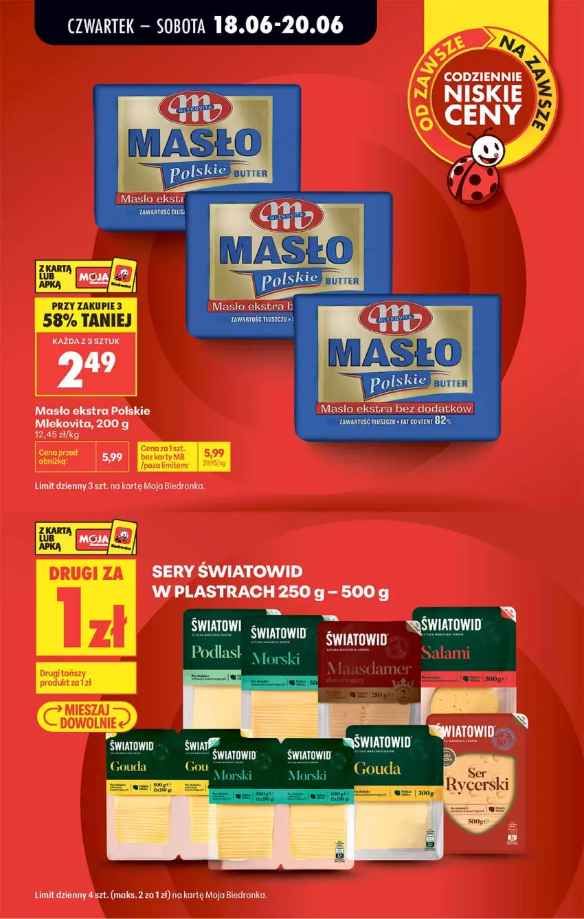 Gazetka promocyjna Biedronka - Od Czwartku - ważna 18.06 do 24.06.2026 - strona 3 - produkty: Maasdam, Masło, Mleko, Mlekovita, Ser