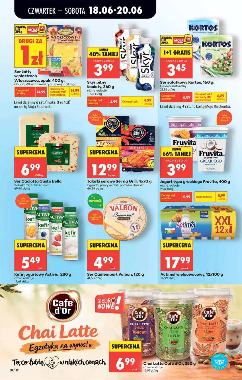 Gazetka promocyjna Biedronka - Od Czwartku - ważna 18.06 do 24.06.2026 - strona 38 - produkty: Actimel, Bazyl, Bazylia, Borówka, Camembert, Cars, Gouda, Grill, Jogurt, Kefir, Kokos, Sałat, Ser, Włoszczowski