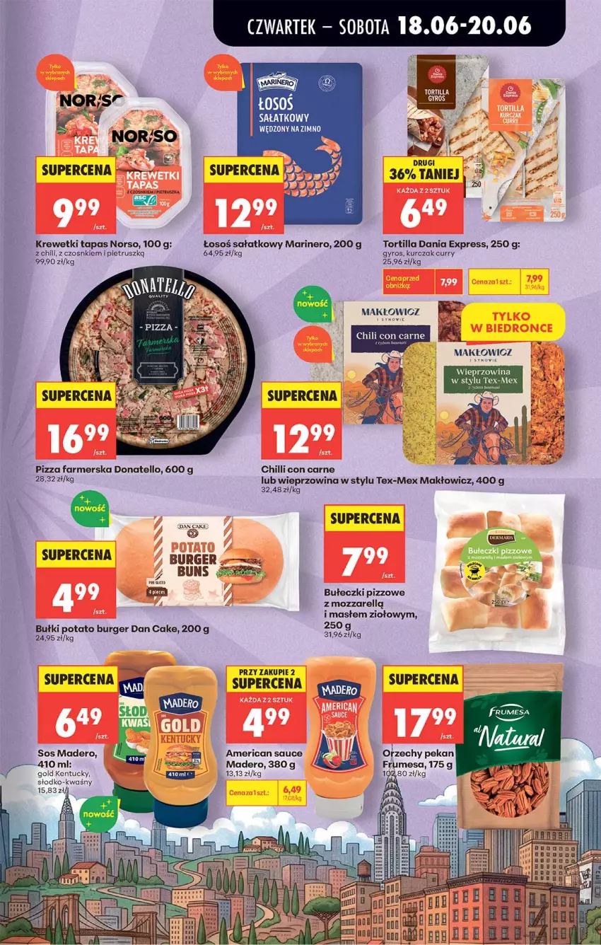 Gazetka promocyjna Biedronka - Od Czwartku - ważna 18.06 do 24.06.2026 - strona 47 - produkty: Bułeczki, Burger, Dan Cake, Fa, Krewetki, Kurczak, Pizza, Sałat, Sos, Tortilla, Wieprzowina