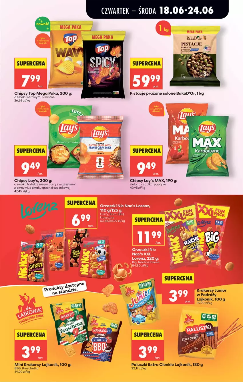 Gazetka promocyjna Biedronka - Od Czwartku - ważna 18.06 do 24.06.2026 - strona 49 - produkty: Chipsy, Krakersy, Lajkonik, Papryka, Pistacje, Ser, Sos, Top