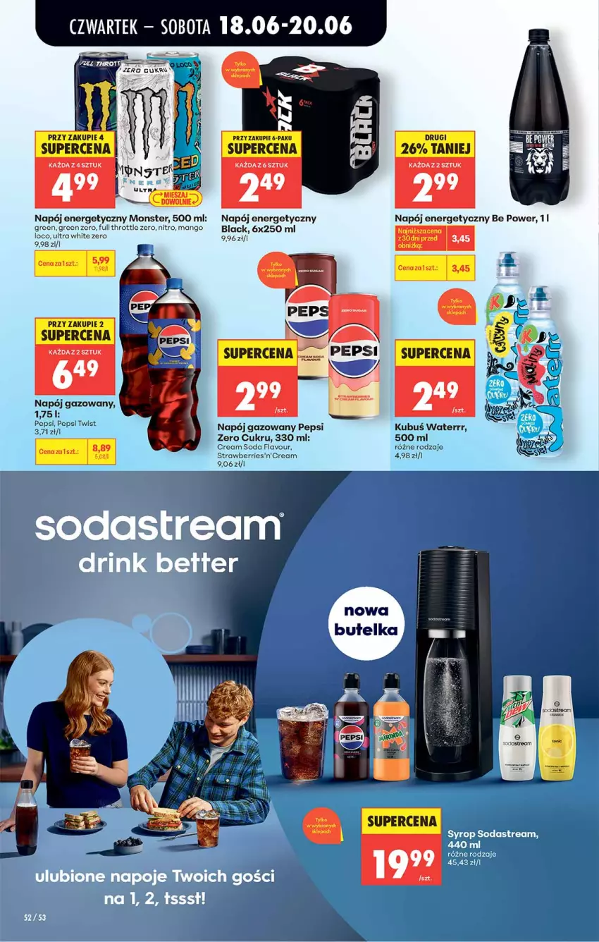 Gazetka promocyjna Biedronka - Od Czwartku - ważna 18.06 do 24.06.2026 - strona 52 - produkty: Fa, Full Throttle, Kubuś, Kubuś Waterrr, Lack, Mango, Napój, Napój energetyczny, Napój gazowany, Pepsi, Syrop