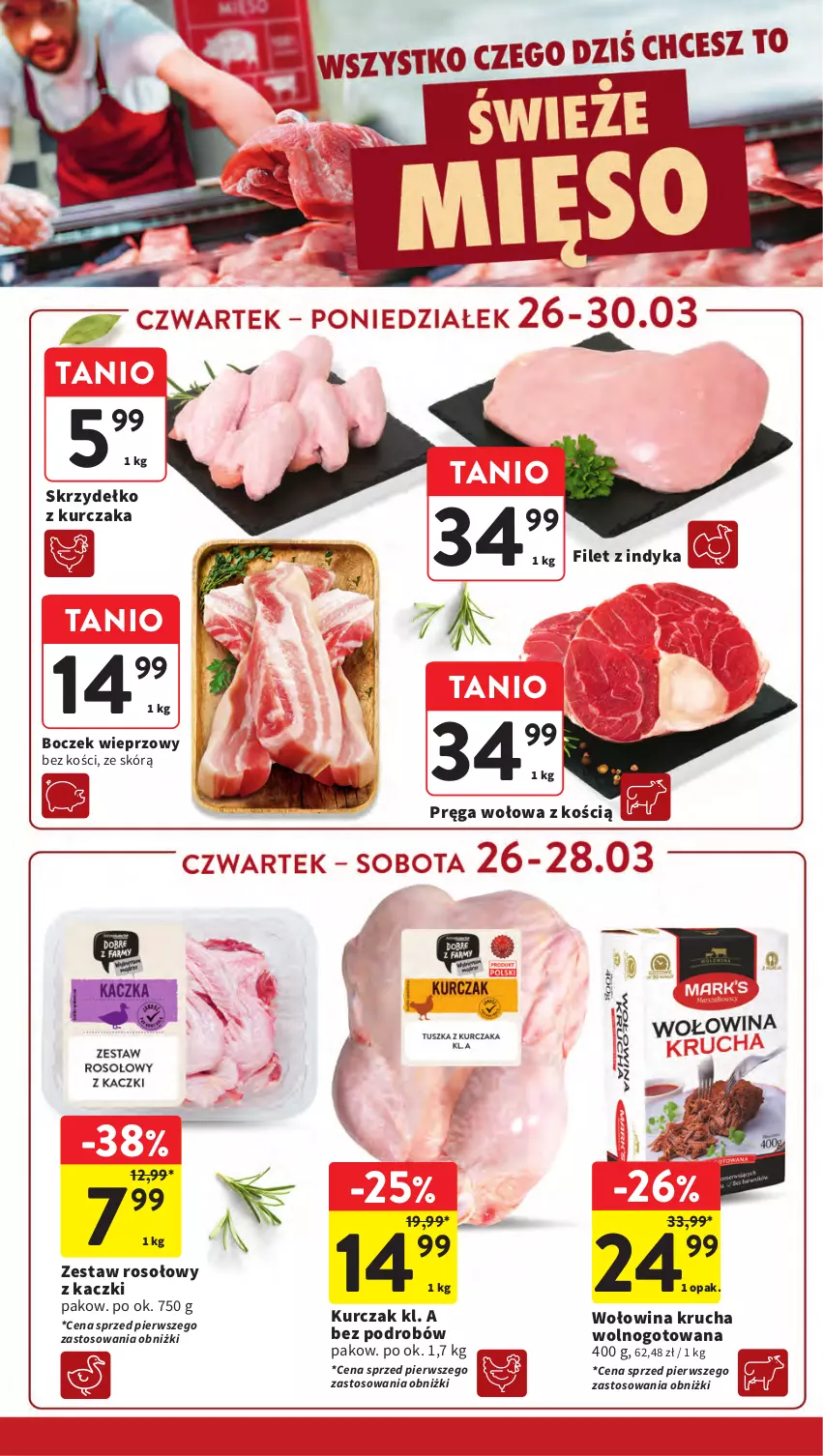 Gazetka promocyjna Intermarche - Gazetka promocyjna - ważna 26.03 do 30.03.2026 - strona 20 - produkty: Boczek, Boczek wieprzowy, Kurczak, Pręga wołowa, Wołowina, Zestaw rosołowy z kaczki