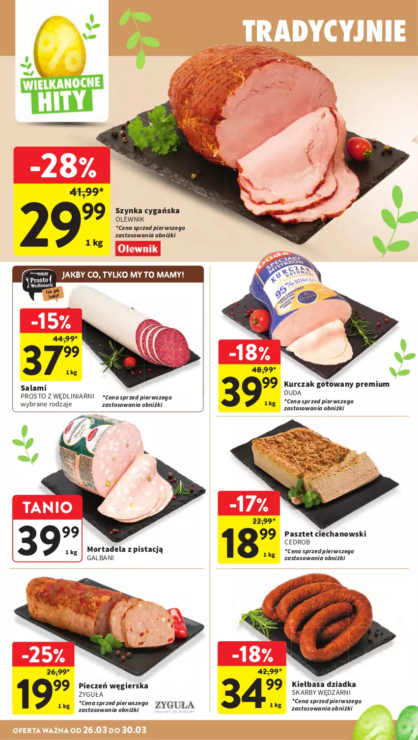 Gazetka promocyjna Intermarche - Gazetka promocyjna - ważna 26.03 do 30.03.2026 - strona 22 - produkty: Duda, Galbani, Kiełbasa, Kurczak, Kurczak gotowany, Olewnik, Pasztet, Piec, Salami, Szynka, Szynka cygańska