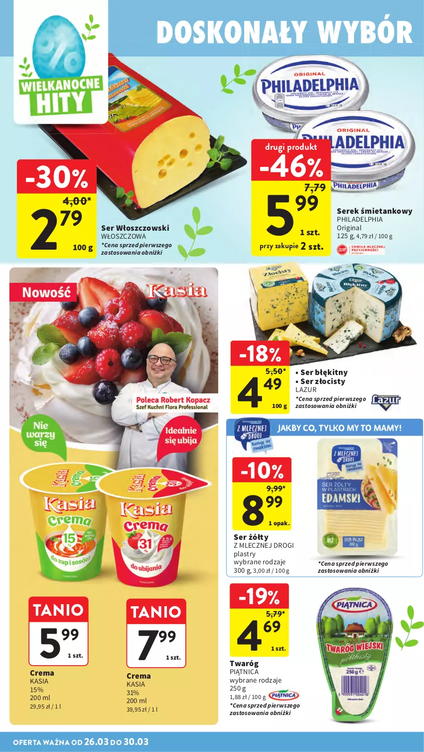 Gazetka promocyjna Intermarche - Gazetka promocyjna - ważna 26.03 do 30.03.2026 - strona 28 - produkty: Gin, Kasia, Lazur, Philadelphia, Piątnica, Ser, Serek, Twaróg, Włoszczowski