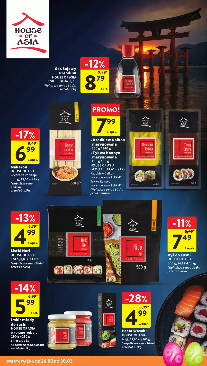 Gazetka promocyjna Intermarche - Gazetka promocyjna - ważna 26.03 do 30.03.2026 - strona 36 - produkty: House of Asia, Imbir, Makaron, Pasta wasabi, Ryż, Ryż do sushi, Sos, Sos sojowy, Sushi, Wasa