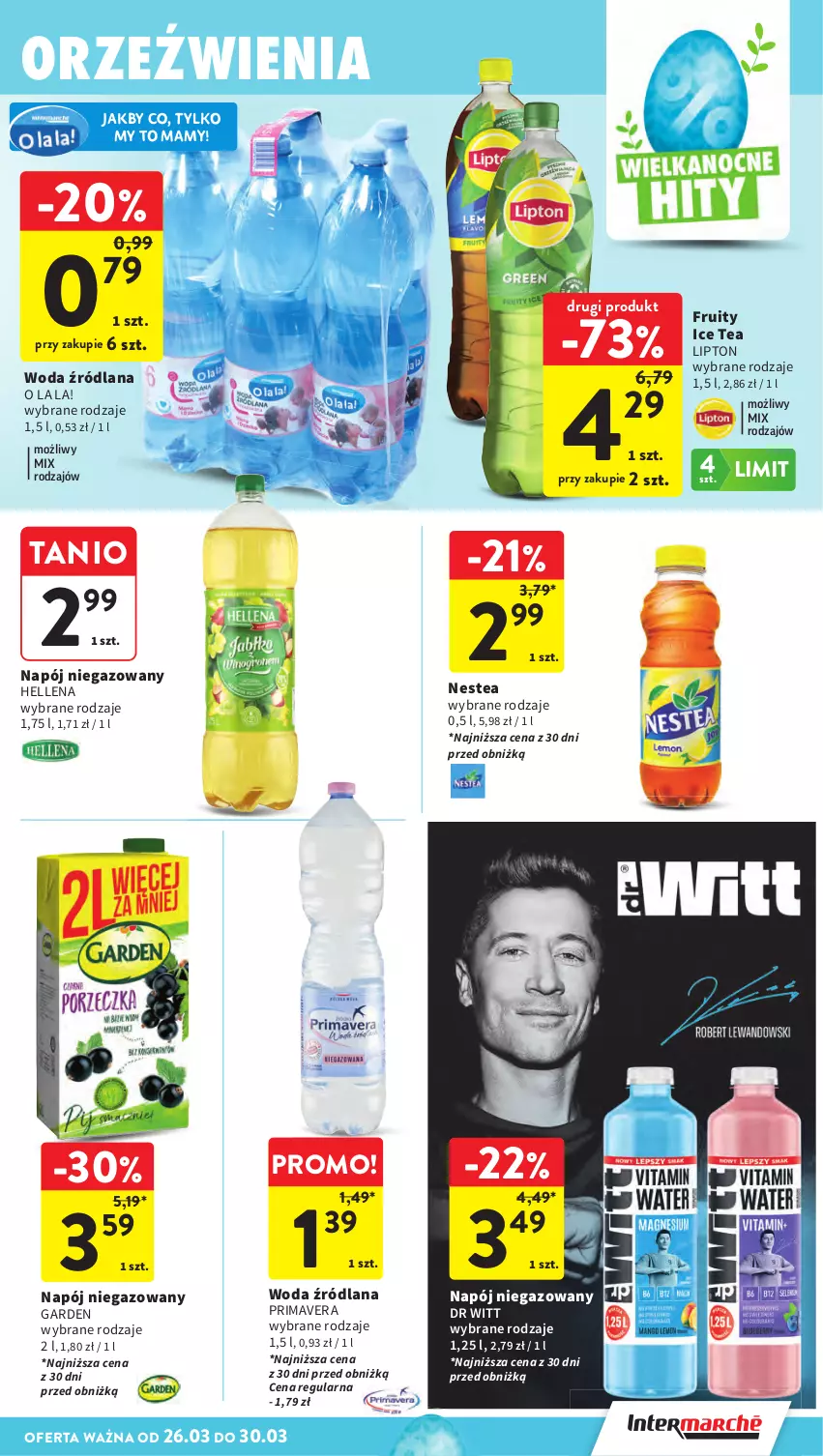 Gazetka promocyjna Intermarche - Gazetka promocyjna - ważna 26.03 do 30.03.2026 - strona 39 - produkty: Hellena, Ice tea, LANA, Lipton, Napój, Napój niegazowany, Nestea, Prima, Primavera, Woda