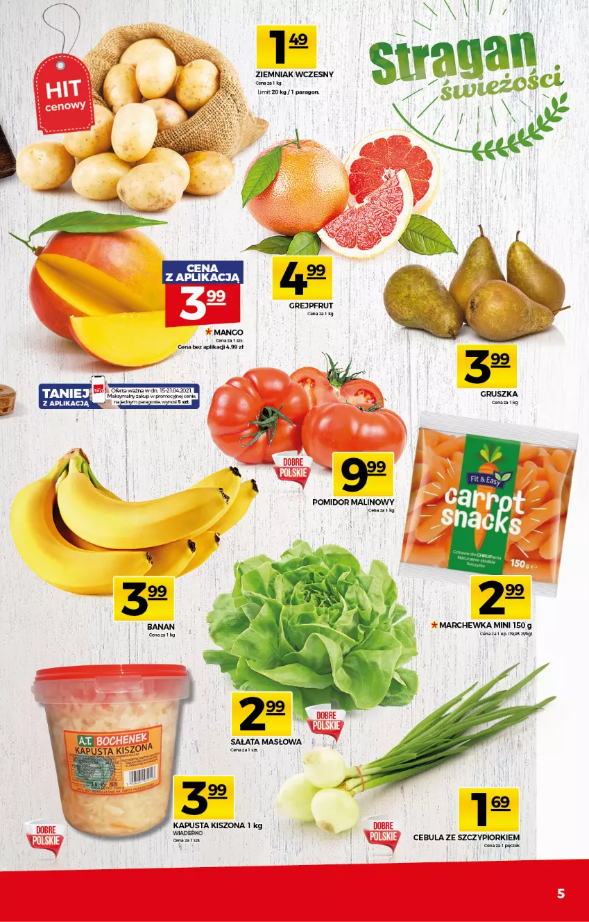 Gazetka promocyjna Topaz - Gazetka - ważna 15.04 do 21.04.2021 - strona 5 - produkty: Cebula, Grejpfrut, Marchewka