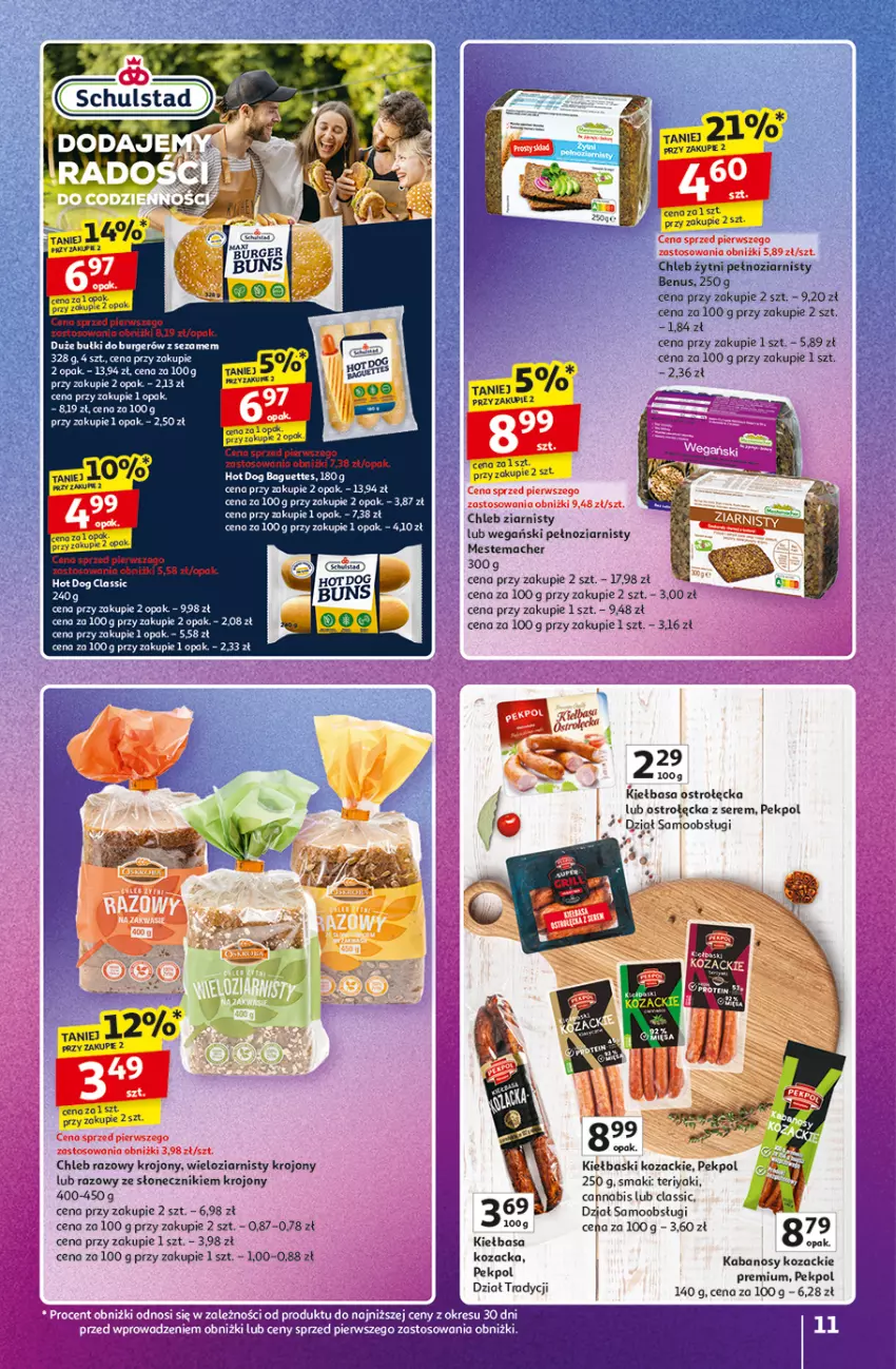 Gazetka promocyjna Auchan - Znane Marki Duży Wybór Hipermarket - ważna 12.06 do 18.06.2025 - strona 11 - produkty: Burger, Chleb, Kabanos, Kiełbasa, Pekpol, Ser, Sezam
