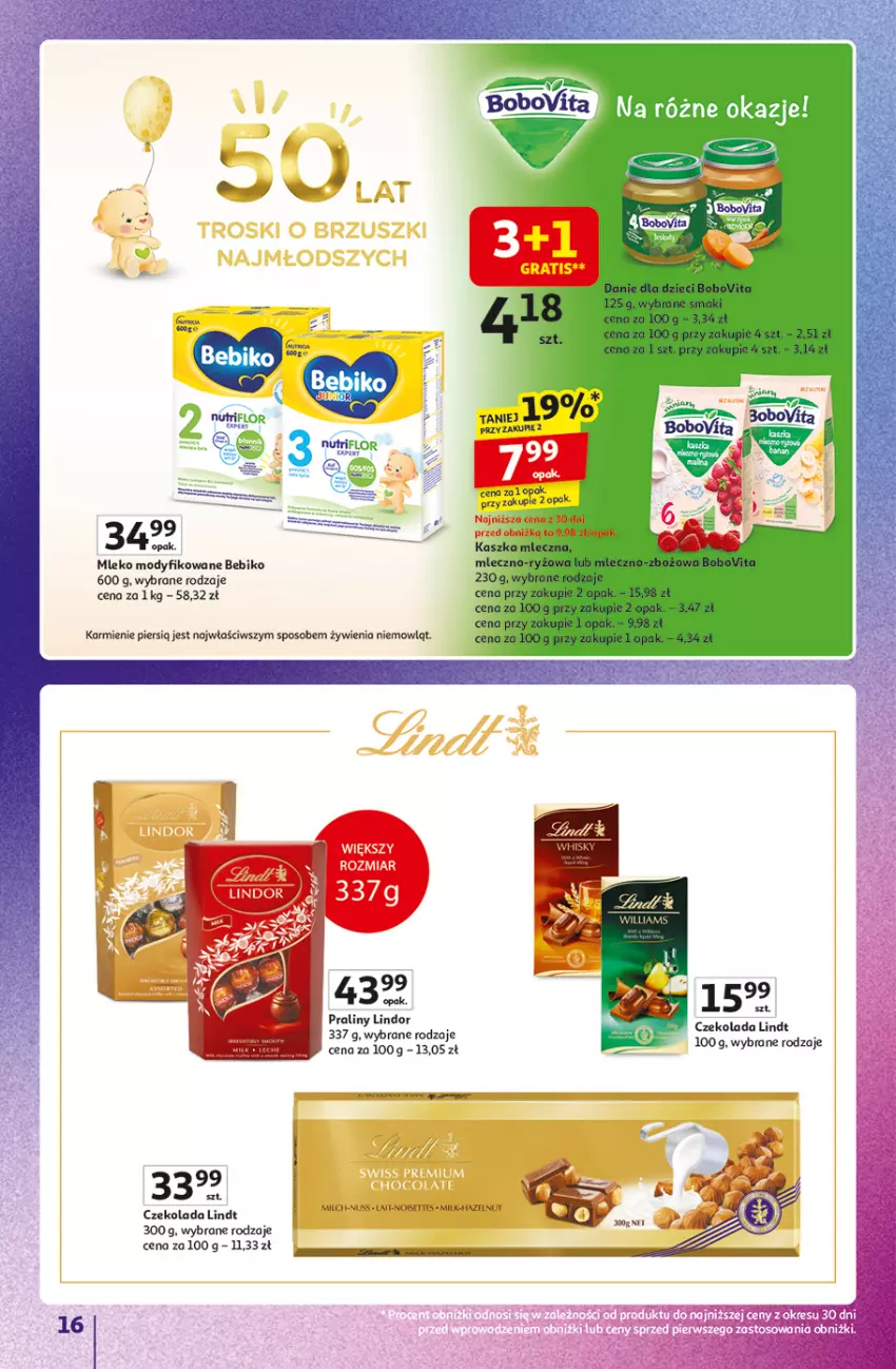 Gazetka promocyjna Auchan - Znane Marki Duży Wybór Hipermarket - ważna 12.06 do 18.06.2025 - strona 16 - produkty: AEG, Bebiko, BoboVita, Czekolada, Gra, Karmi, Lindor, Lindt, Mleko, Mleko modyfikowane, Praliny, Ryż