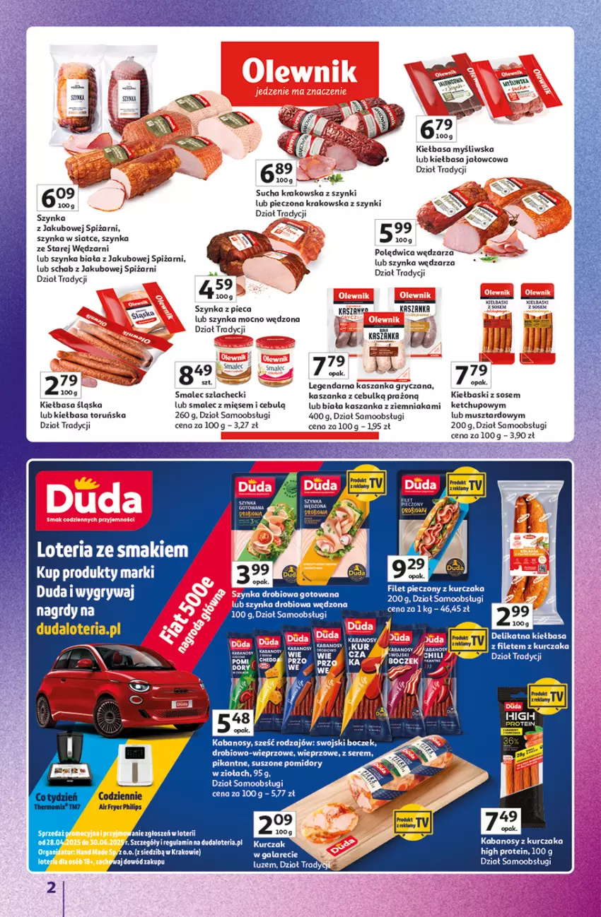 Gazetka promocyjna Auchan - Znane Marki Duży Wybór Hipermarket - ważna 12.06 do 18.06.2025 - strona 2 - produkty: Boczek, Duda, Gala, Gry, Kabanos, Kasza, Kaszanka, Ketchup, Kiełbasa, Kiełbasa śląska, Kurczak, Mus, Philips, Piec, Polędwica, Pomidory, Ser, Smalec, Sos, Suszone pomidory, Szynka, Szynka biała