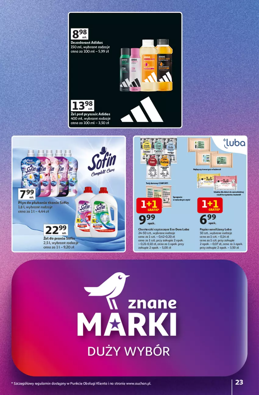 Gazetka promocyjna Auchan - Znane Marki Duży Wybór Hipermarket - ważna 12.06 do 18.06.2025 - strona 23 - produkty: Adidas, Chusteczki, Dezodorant, Fa, Papier