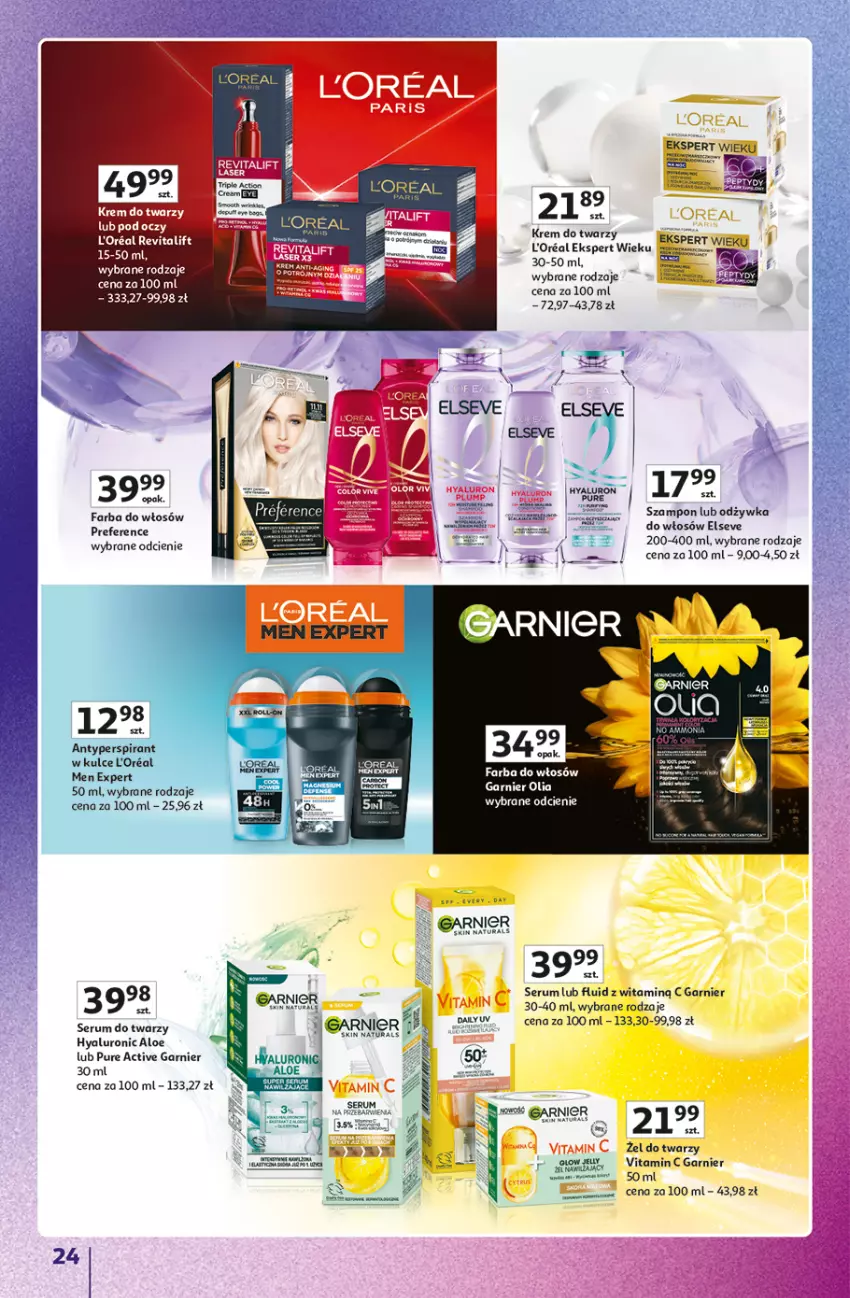 Gazetka promocyjna Auchan - Znane Marki Duży Wybór Hipermarket - ważna 12.06 do 18.06.2025 - strona 24 - produkty: Elseve, Fa, Farba do włosów, Garnier, Krem do twarzy, Pur, Rum, Ser, Serum, Serum do twarzy