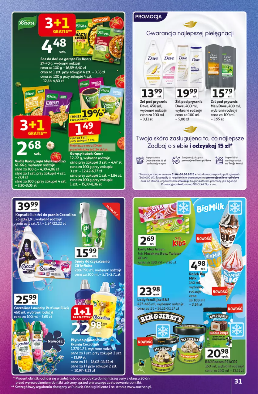 Gazetka promocyjna Auchan - Znane Marki Duży Wybór Hipermarket - ważna 12.06 do 18.06.2025 - strona 31 - produkty: Big Milk, Dove, Fa, Knorr, Kubek, Lody, Mola