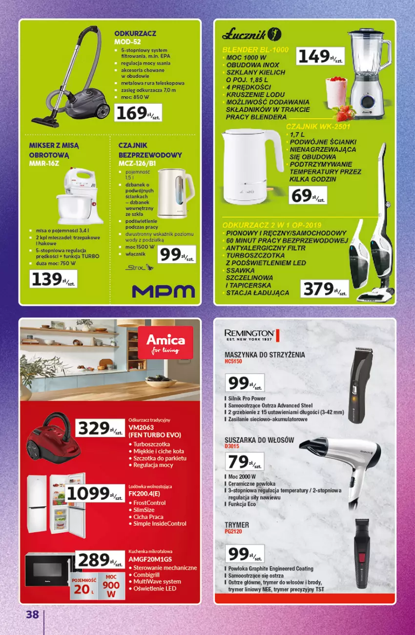 Gazetka promocyjna Auchan - Znane Marki Duży Wybór Hipermarket - ważna 12.06 do 18.06.2025 - strona 38 - produkty: Akumulator, Czajnik, Dzbanek, Gin, Gra, Maszynka, Mikser, Mikser z misą, Odkurzacz, Remington, Rura, Ser, Silan, Suszarka, Szczotka, Szynka, Teleskop, Top