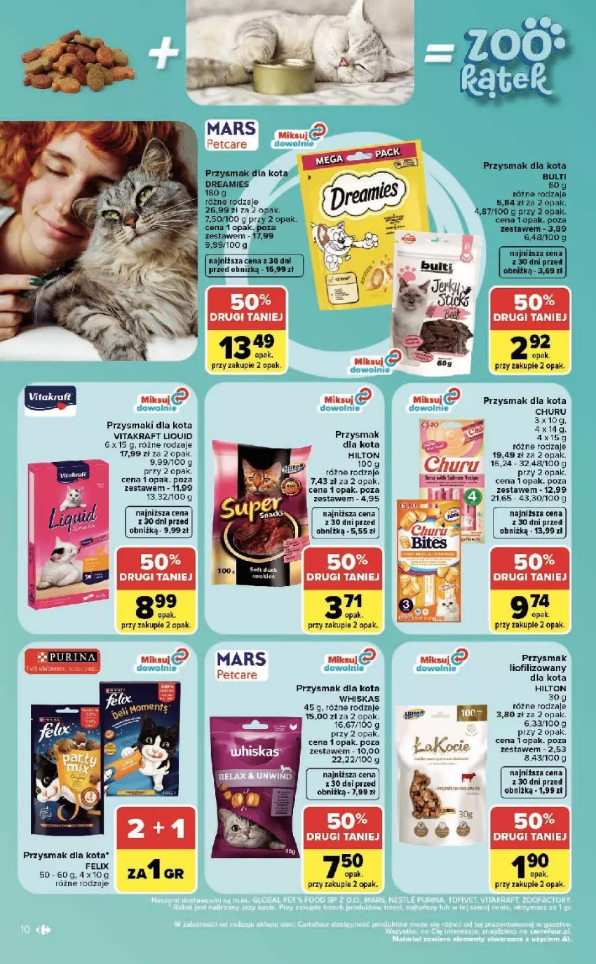 Gazetka promocyjna Carrefour - Gazetka ZOOkątek w SUMIE sama miłość - ważna 22.06 do 04.07.2026 - strona 10 - produkty: Mars, Przysmak dla kota, Przysmaki, Vitakraft, Whiskas