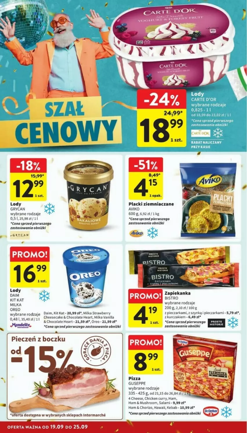 Gazetka promocyjna Intermarche - ważna 19.09 do 25.09.2024 - strona 10 - produkty: Carte d'Or, Fa, Gry, Kawa, Kit Kat, Kurczak, Lack, Lody, Milka, Mus, Pizza, Por, Taca, Wiko, Zapiekanka