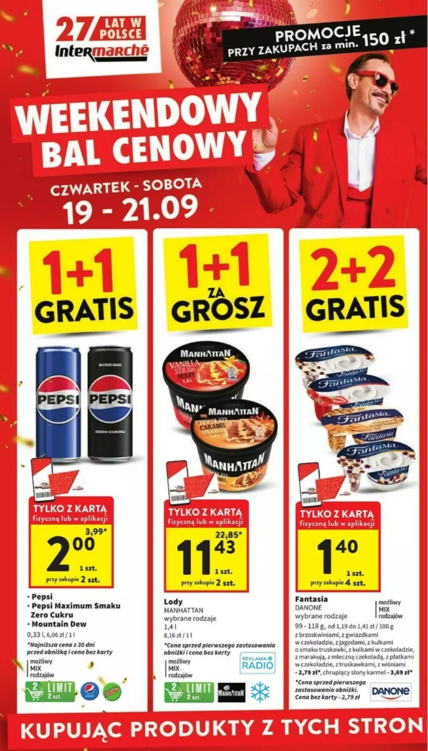 Gazetka promocyjna Intermarche - ważna 19.09 do 25.09.2024 - strona 12 - produkty: Danone, Fa, Fanta, Miecz, Pepsi, Truskawki