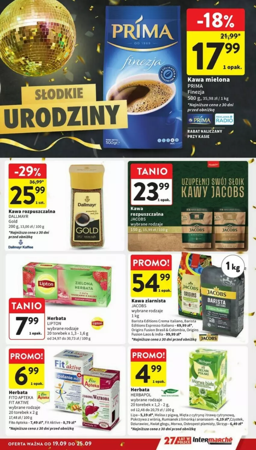 Gazetka promocyjna Intermarche - ważna 19.09 do 25.09.2024 - strona 18 - produkty: Ananas, Apteka, Dallmayr, Fusion, Herbata, Jacobs, Kawa, Kawa mielona, Kawa rozpuszczalna, Kawa ziarnista, Mięta, Ostropes, Rum, Stek