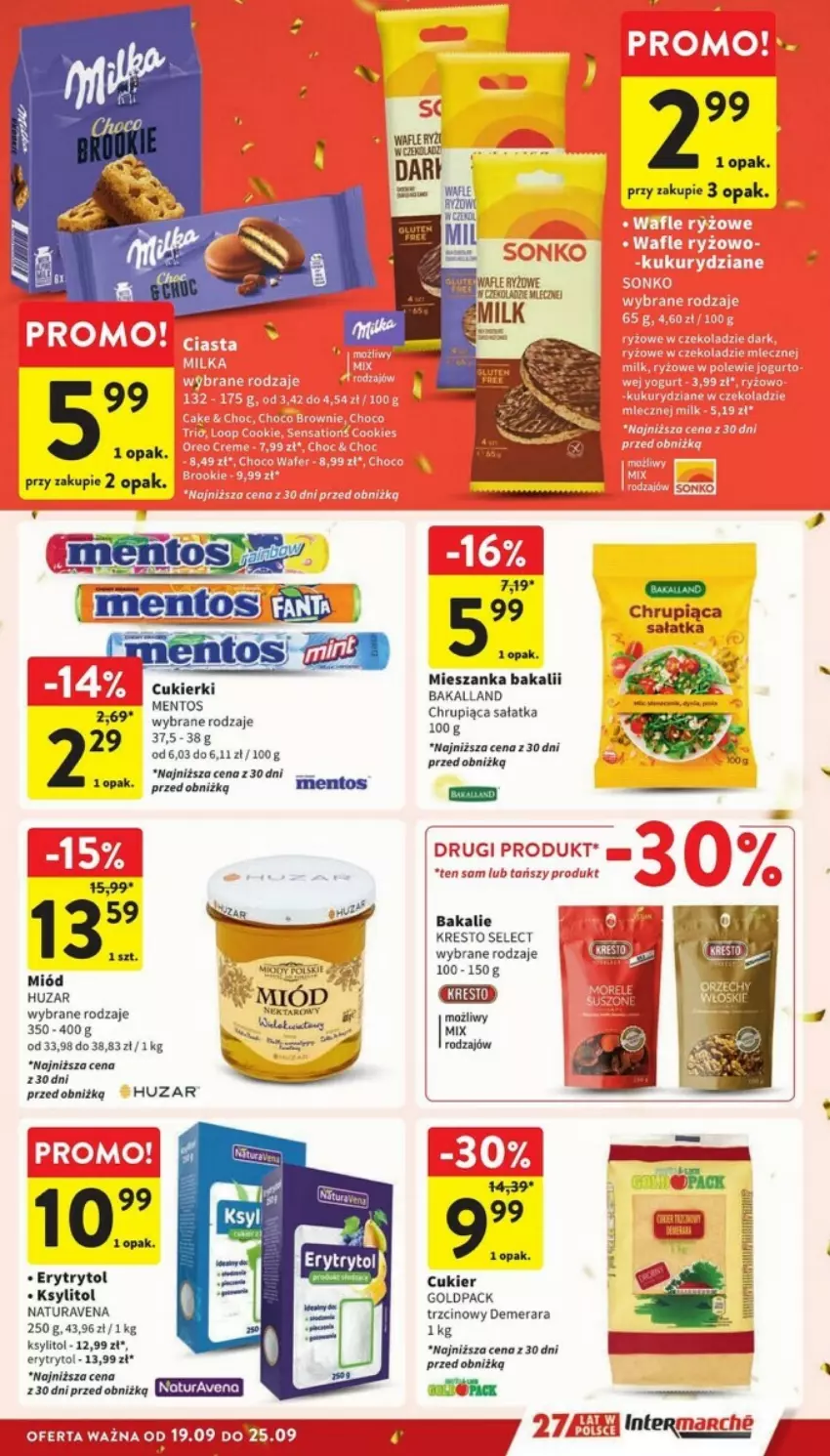 Gazetka promocyjna Intermarche - ważna 19.09 do 25.09.2024 - strona 20 - produkty: Bakalland, Cukier, Cukierki, Ksylitol, Miód, Sałat, Sałatka