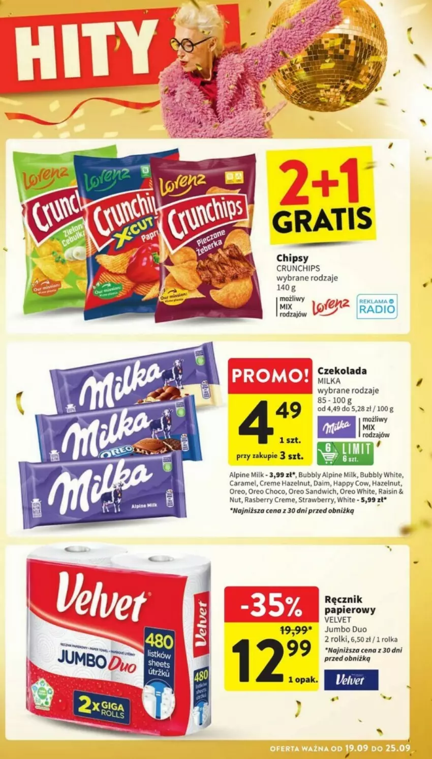 Gazetka promocyjna Intermarche - ważna 19.09 do 25.09.2024 - strona 44 - produkty: Chipsy, Crunchips, Czekolada, Gra, Milka, Oreo, Papier, Ręcznik, Rolki, Velvet