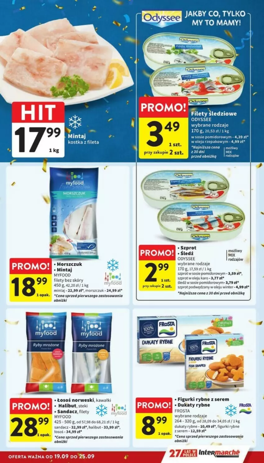 Gazetka promocyjna Intermarche - ważna 19.09 do 25.09.2024 - strona 9 - produkty: Halibut, Kawa, Mintaj, Ser, Sos, Stek, Szprot