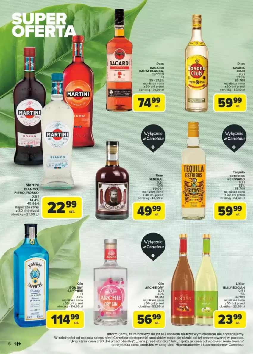 Gazetka promocyjna Carrefour - ważna 17.03 do 05.04.2025 - strona 9 - produkty: Bacardi, Biały Bocian, Fa, Gin, Likier, Rum, Tequila