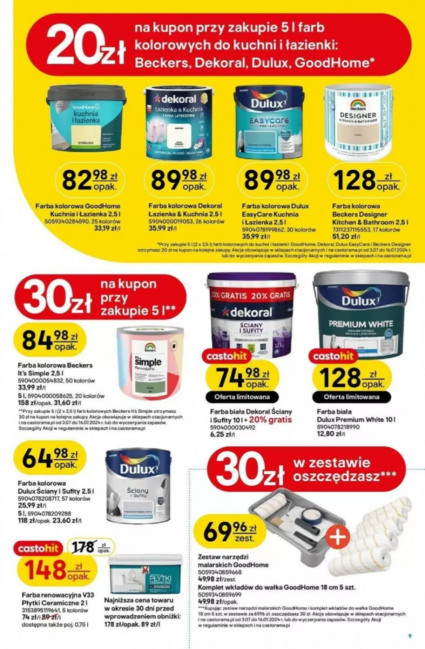 Gazetka promocyjna Castorama - ważna 03.07 do 16.07.2024 - strona 16 - produkty: Astor, Beckers, Dekoral, Dulux, Fa, Gra, Kuchnia, Olej, Rama, Zestaw narzędzi