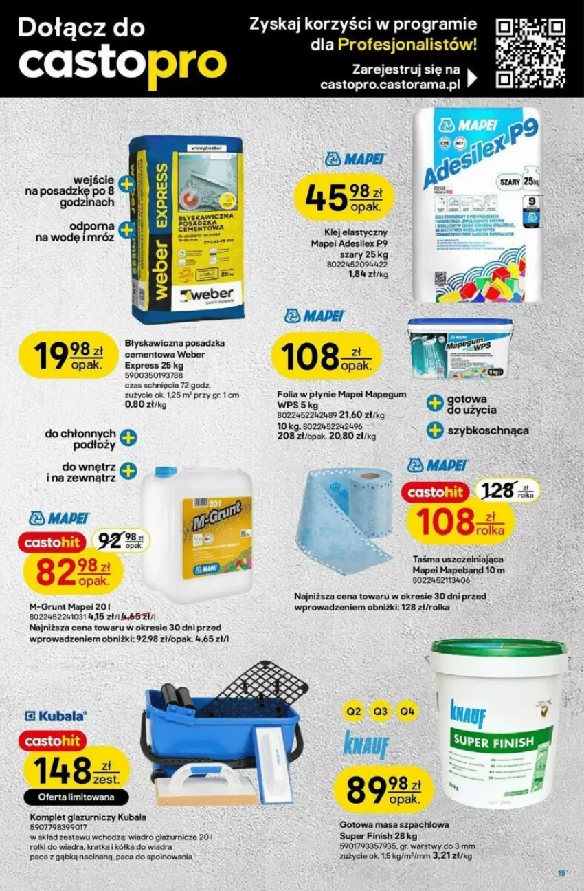 Gazetka promocyjna Castorama - ważna 03.07 do 16.07.2024 - strona 7 - produkty: Astor, Cement, Fa, Finish, Grunt, Klej, Klej elastyczny, Komplet glazurniczy, Lazur, Masa szpachlowa, NBA, Por, Rama, Rolki, Taśma uszczelniająca, Top, Wiadro