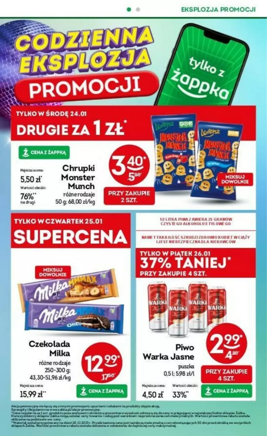 Gazetka promocyjna Żabka - ważna 24.01 do 30.01.2024 - strona 12 - produkty: Acer, Chrupki, Czekolada, Fa, Gra, Milka, Piec, Warka