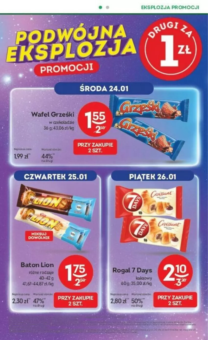 Gazetka promocyjna Żabka - ważna 24.01 do 30.01.2024 - strona 34 - produkty: 7 Days, Baton, Kakao, Lion, Rogal