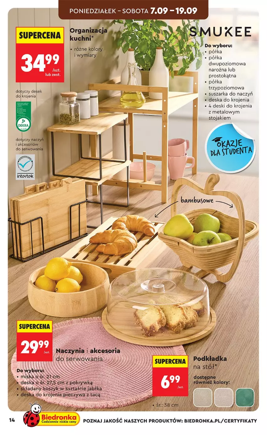 Gazetka promocyjna Biedronka - Okazje Tygodnia - ważna 05.09 do 19.09.2026 - strona 14 - produkty: Deska do krojenia, Fa, Półka, Stojak, Suszarka, Suszarka do naczyń