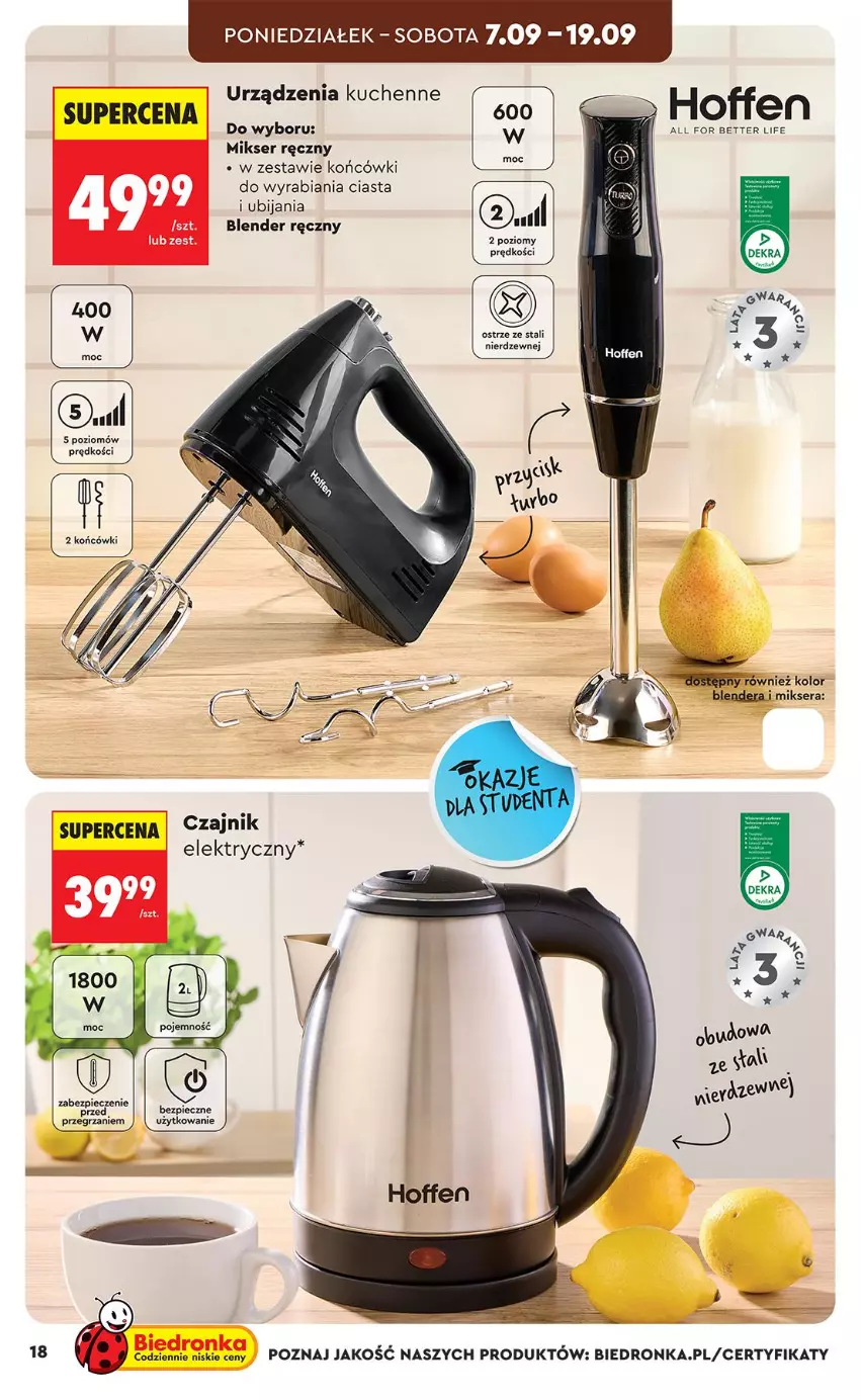 Gazetka promocyjna Biedronka - Okazje Tygodnia - ważna 05.09 do 19.09.2026 - strona 18 - produkty: Blender, Blender ręczny, Mikser, Mikser ręczny, Piec, Ser