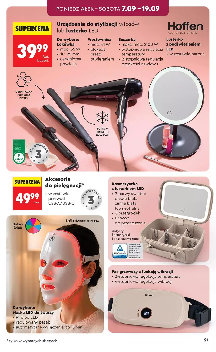 Gazetka promocyjna Biedronka - Okazje Tygodnia - ważna 05.09 do 19.09.2026 - strona 21 - produkty: Gra, Kosmetyczka, Lokówka, Maska, Pasek, Przewód, Suszarka, Top