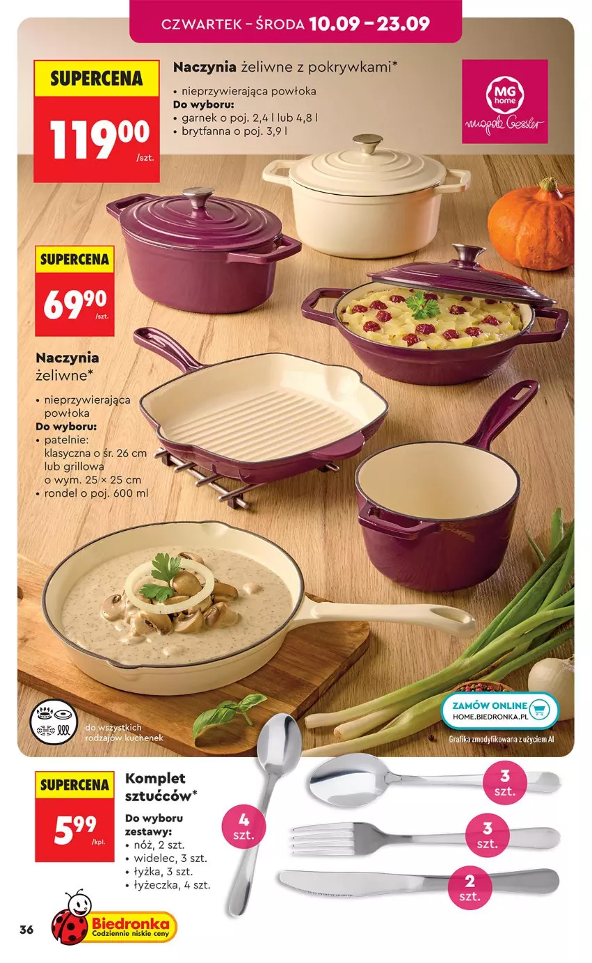 Gazetka promocyjna Biedronka - Okazje Tygodnia - ważna 05.09 do 19.09.2026 - strona 36 - produkty: Fa, Garnek, Grill, Rondel, Widelec