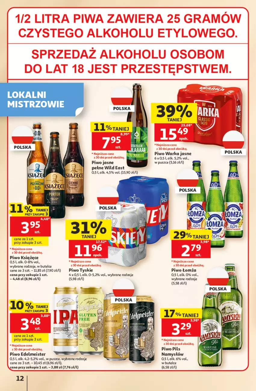 Gazetka promocyjna Auchan - 30 Lat Hipermarket - ważna 11.06 do 17.06.2026 - strona 12 - produkty: Książęce, Namysłów, Piwo, Piwo jasne, Tyskie, Warka
