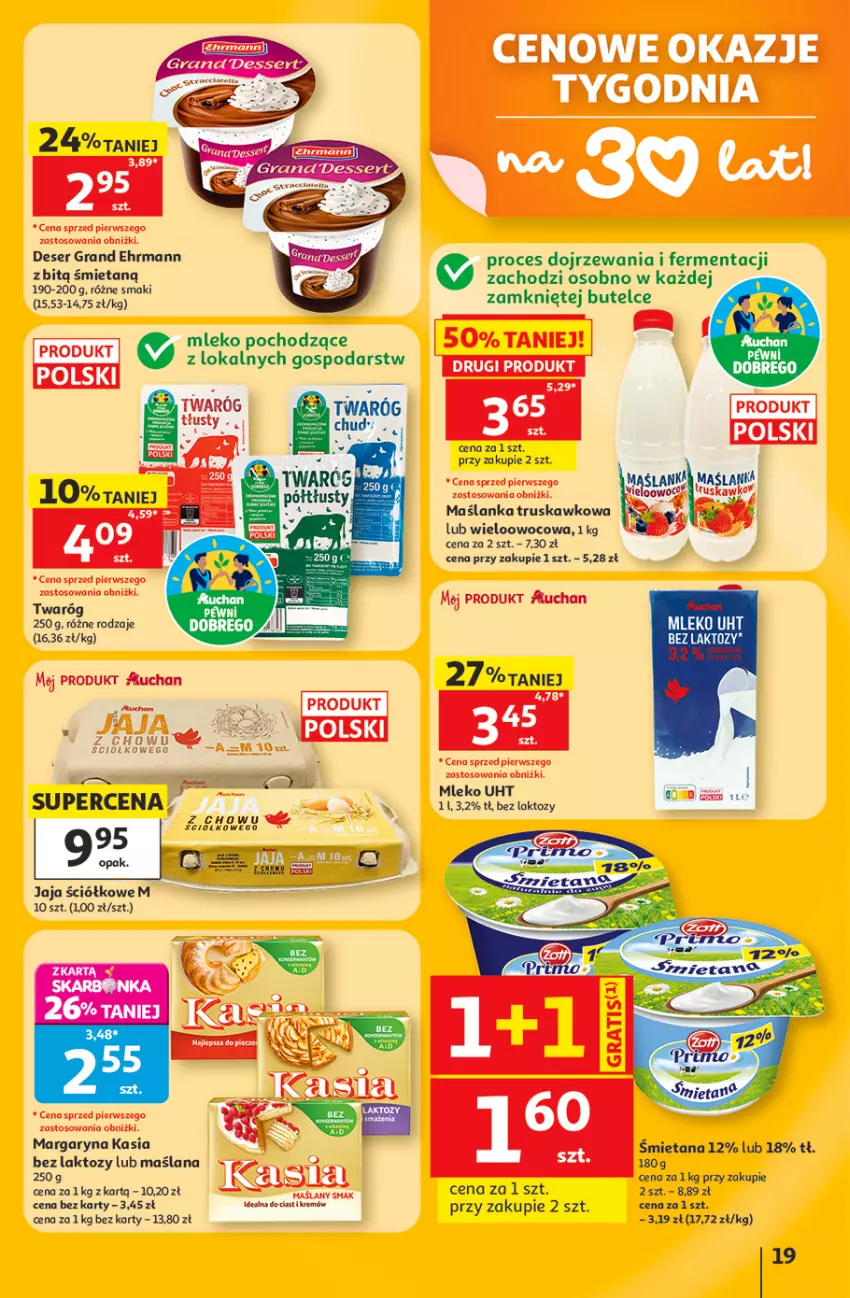 Gazetka promocyjna Auchan - 30 Lat Hipermarket - ważna 11.06 do 17.06.2026 - strona 19 - produkty: Deser, Gra, Jaja, Kasia, Kret, LANA, Margaryna, Maślanka, Mleko, Ser, Twaróg