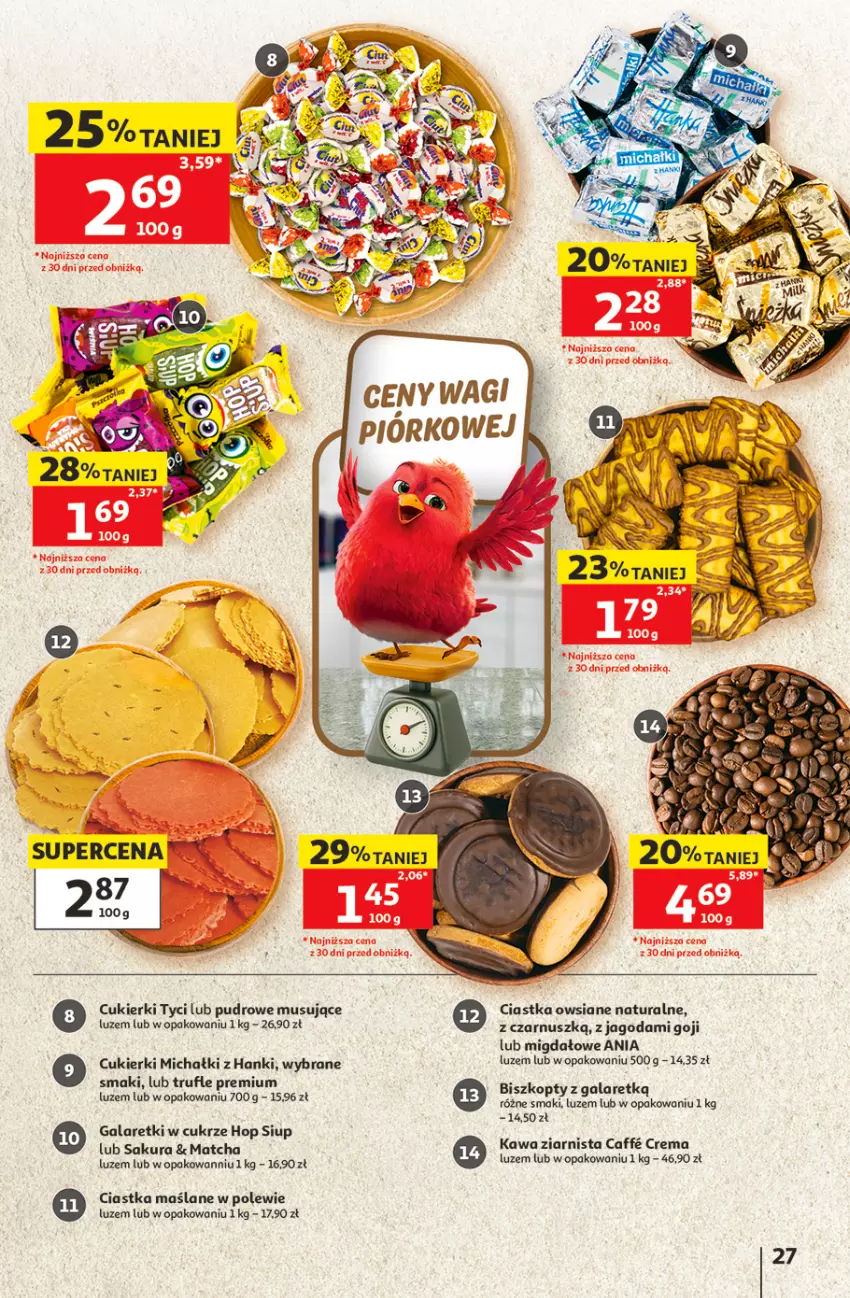 Gazetka promocyjna Auchan - 30 Lat Hipermarket - ważna 11.06 do 17.06.2026 - strona 27 - produkty: Biszkopty, Ciastka, Ciastka owsiane, Cukier, Cukierki, Gala, Galaretki, Kawa, Kawa ziarnista, Michałki, Mus
