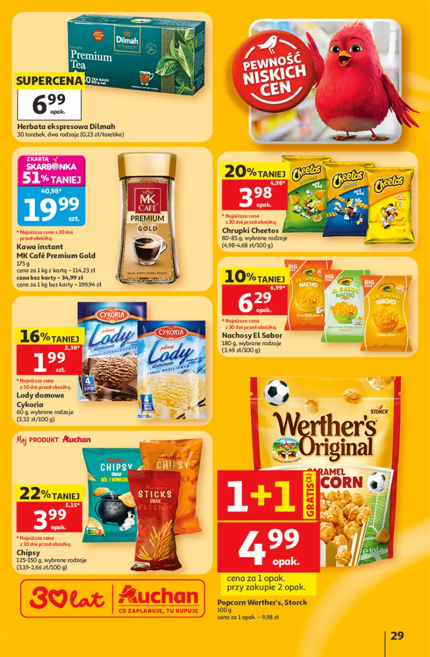 Gazetka promocyjna Auchan - 30 Lat Hipermarket - ważna 11.06 do 17.06.2026 - strona 29 - produkty: Cheetos, Chipsy, Chrupki, Dilmah, Herbata, Kawa, Lody, Torebka