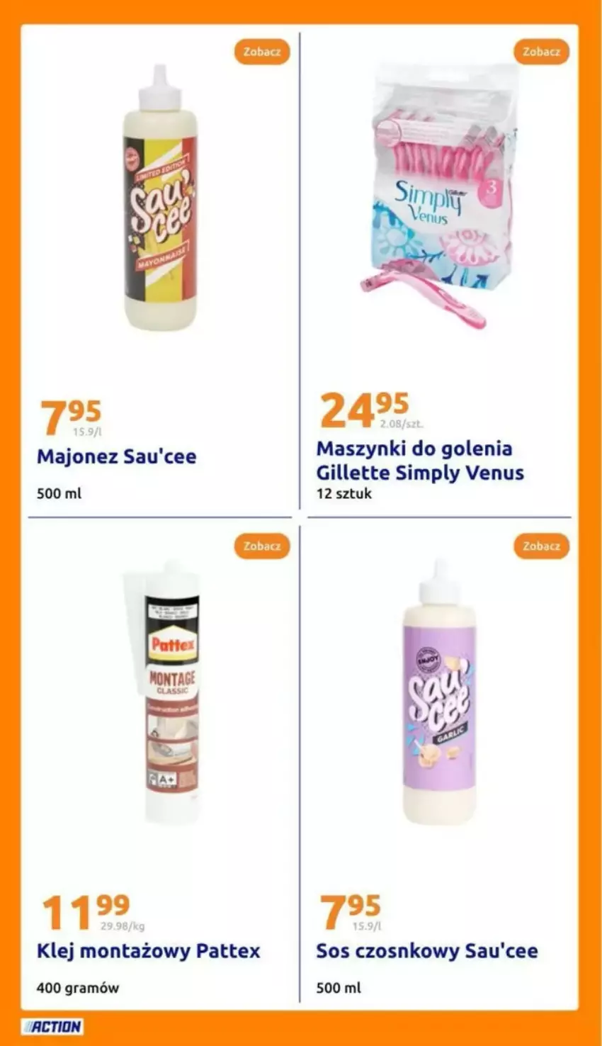 Gazetka promocyjna Action - ważna 26.02 do 04.03.2025 - strona 10 - produkty: Gillette, Gra, Klej, Majonez, Sos, Sos czosnkowy, Venus