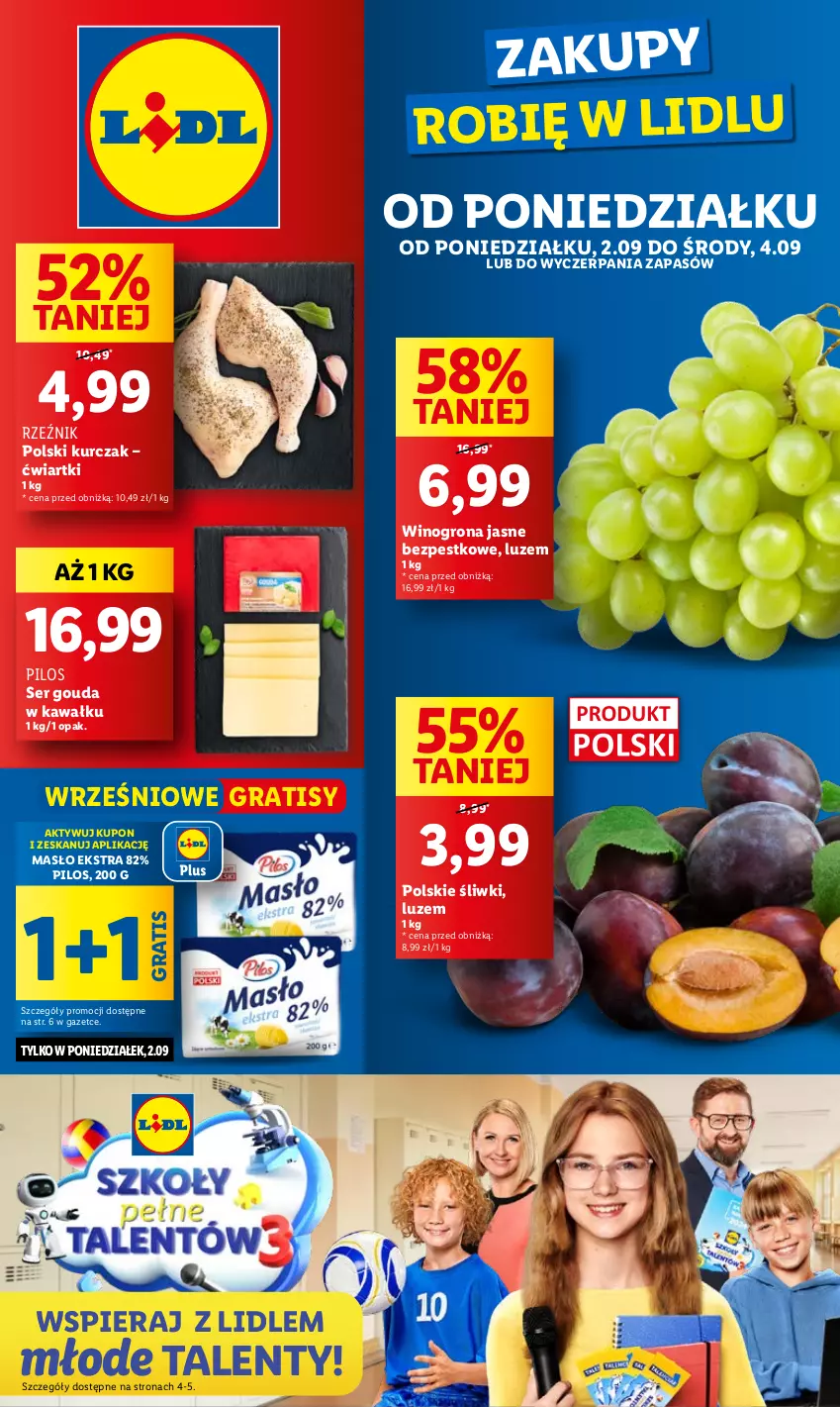 Gazetka promocyjna Lidl - GAZETKA - ważna 02.09 do 04.09.2024 - strona 1 - produkty: Gouda, Gra, Kawa, Kurczak, Masło, Pilos, Ser, Wino, Winogrona