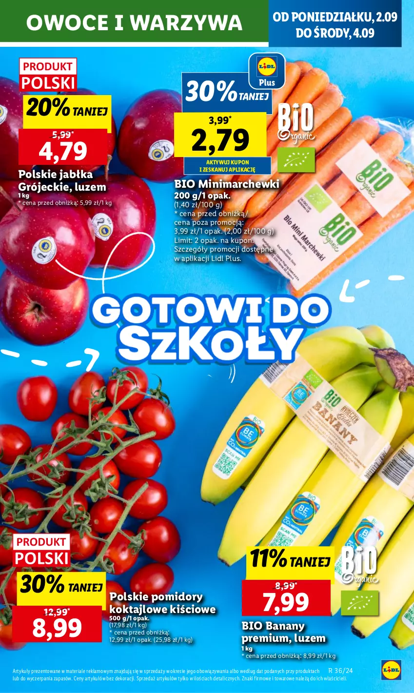 Gazetka promocyjna Lidl - GAZETKA - ważna 02.09 do 04.09.2024 - strona 19 - produkty: Banany, Jabłka, Owoce, Pomidory, Warzywa