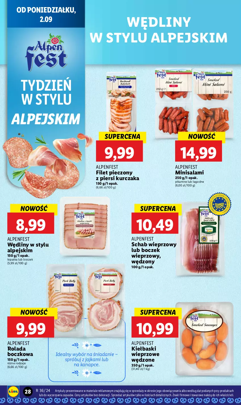 Gazetka promocyjna Lidl - GAZETKA - ważna 02.09 do 04.09.2024 - strona 34 - produkty: Boczek, Boczek wieprzowy, Kurczak, Piec, Rolada, Salami, Schab wieprzowy