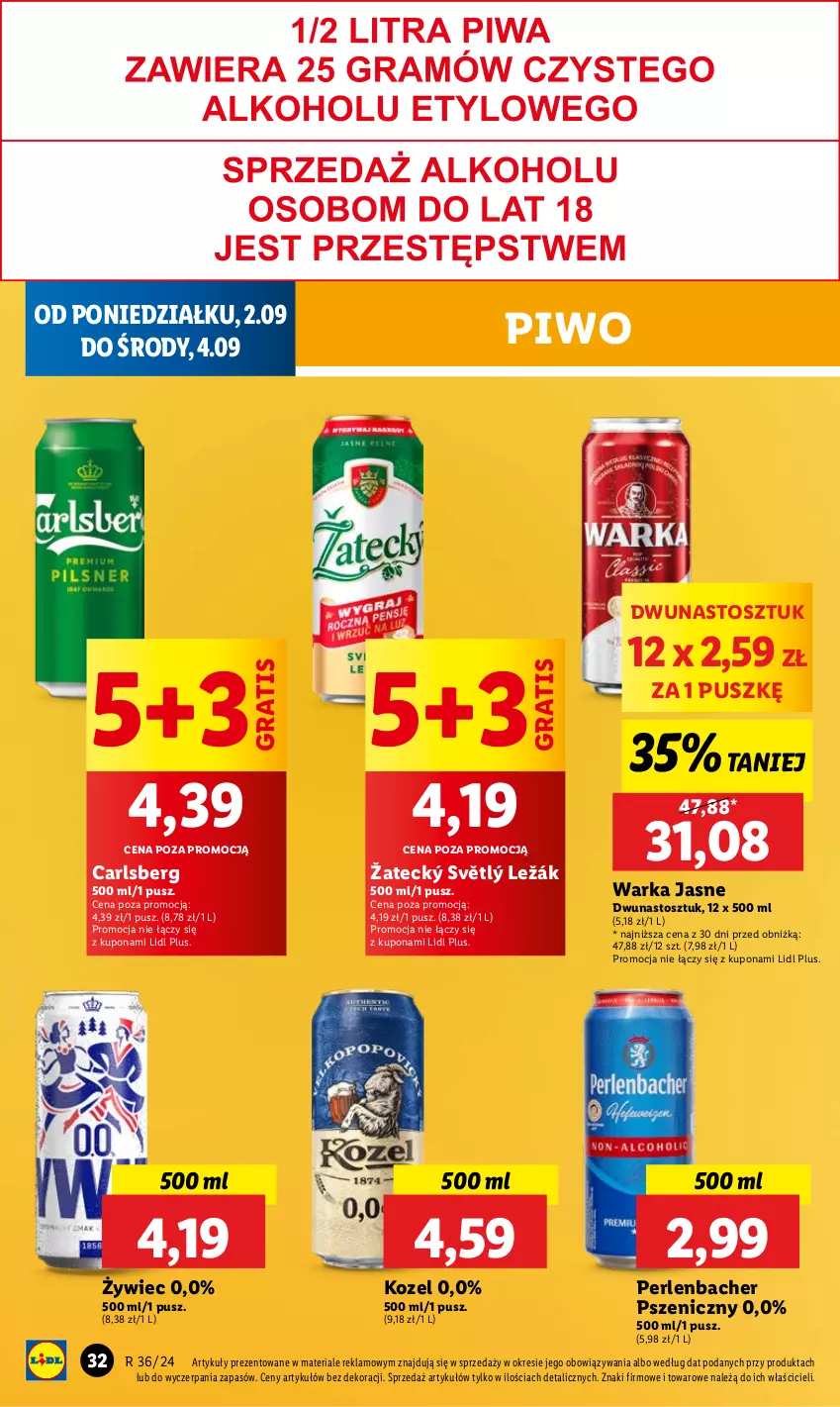 Gazetka promocyjna Lidl - GAZETKA - ważna 02.09 do 04.09.2024 - strona 40 - produkty: Carlsberg, Gra, Kozel, NBA, Piwo, Warka