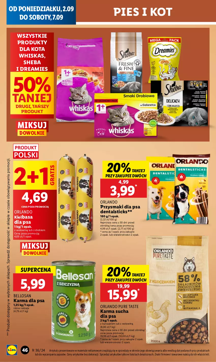 Gazetka promocyjna Lidl - GAZETKA - ważna 02.09 do 04.09.2024 - strona 54 - produkty: Bell, Gra, Kiełbasa, Kurczak, Przysmaki, Pur, Sheba, Whiskas