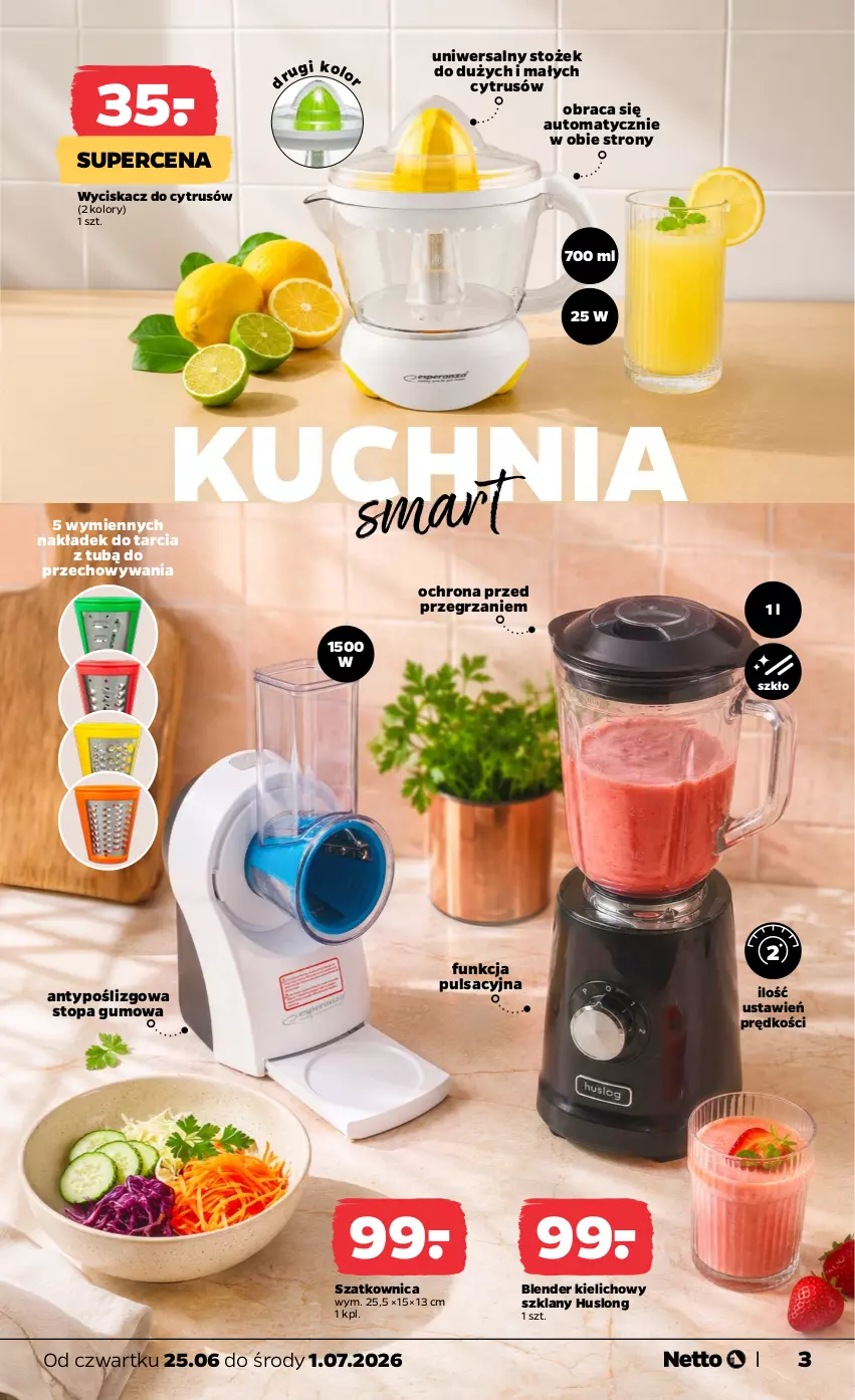 Gazetka promocyjna Netto - Od Czwartku - ważna 25.06 do 01.07.2026 - strona 3 - produkty: Blender, Kuchnia, Szatkownica, Top