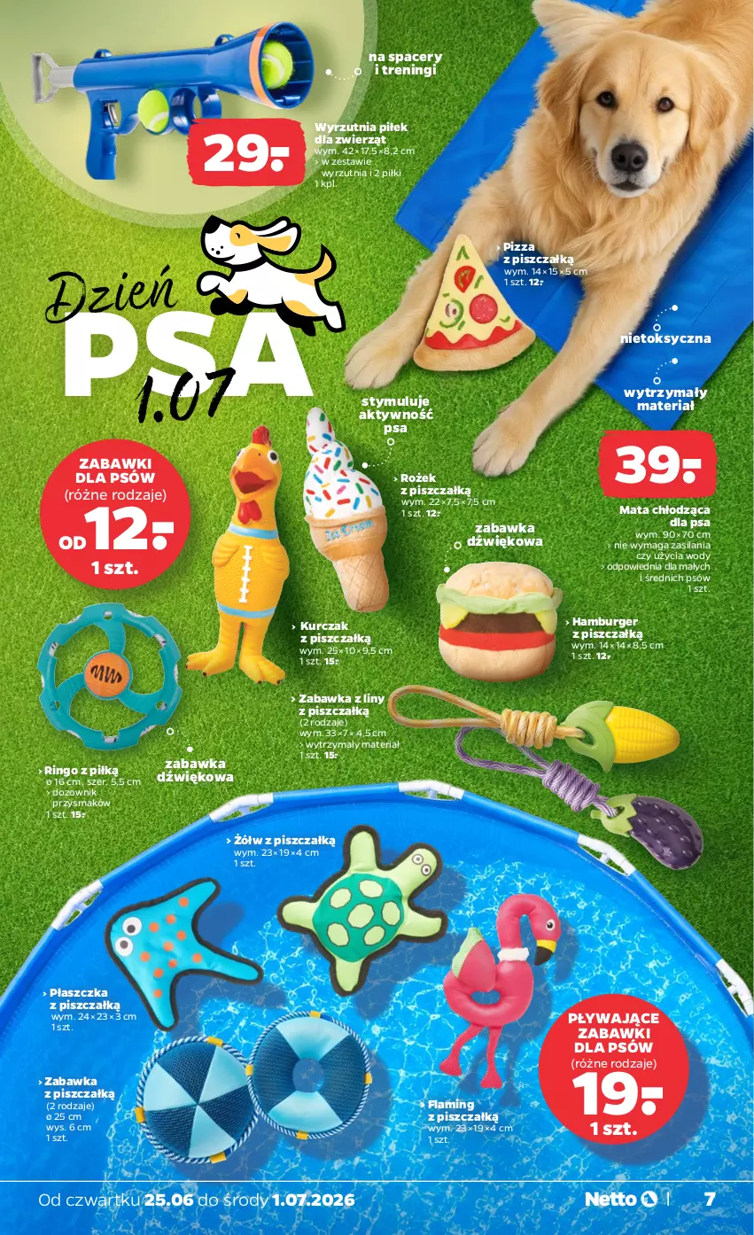 Gazetka promocyjna Netto - Od Czwartku - ważna 25.06 do 01.07.2026 - strona 7 - produkty: Acer, Burger, Dozownik, Mata chłodząca, Pizza, Płaszcz, Silan, Wyrzutnia, Zabawka, Zabawki dla psów